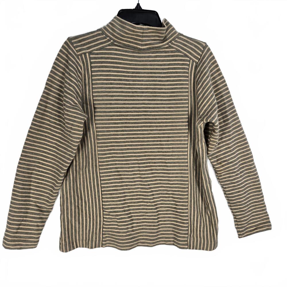 J Jill Women's Size M Seamed Mock Neck Long Sleeve Knit Top 100% Cotton - Picture 2 of 8